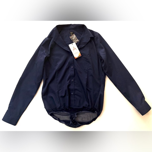 Tapata Tops - NWT Button Down Long Sleeve Bodysuit Navy Blue Size S